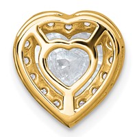 14K Yellow Gold 1.75 Carat Certified Lab Grown Diamond VS SI+ G+ Heart Complete Halo Chain Slide Pendant view 3