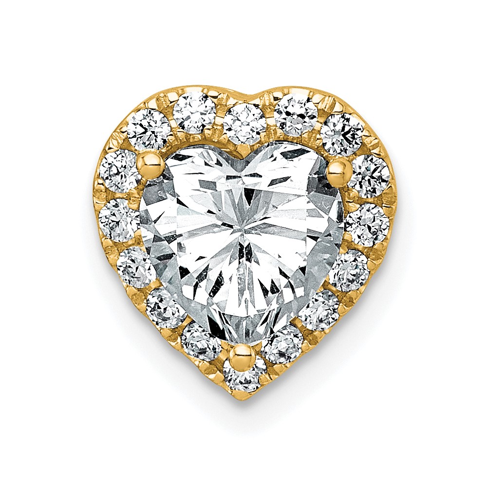 14K Yellow Gold 1.75 Carat Certified Lab Grown Diamond VS SI+ G+ Heart Complete Halo Chain Slide Pendant
