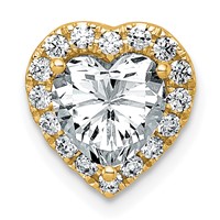 14K Yellow Gold 1.75 Carat Certified Lab Grown Diamond VS SI+ G+ Heart Complete Halo Chain Slide Pendant view 1
