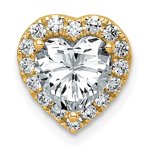 14K Yellow Gold 1.75 Carat Certified Lab Grown Diamond VS SI+ G+ Heart Complete Halo Chain Slide Pendant