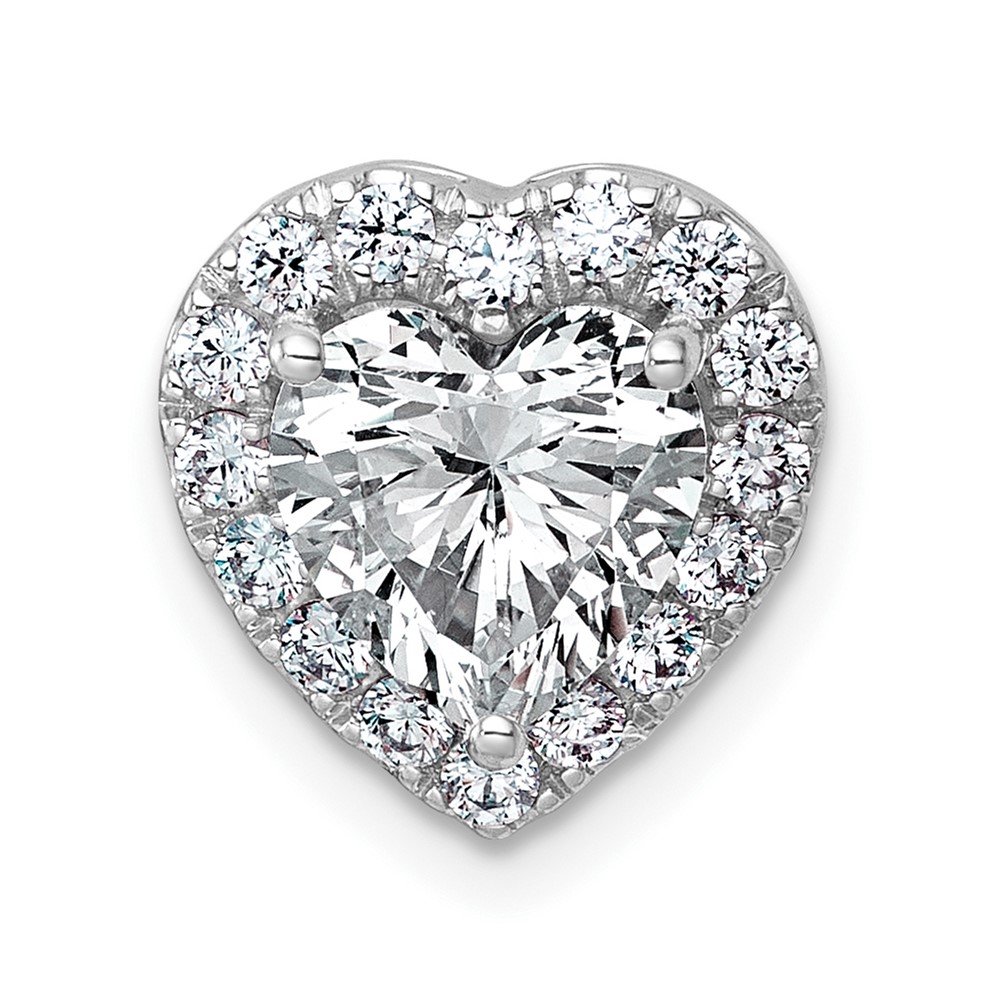 14K White Gold 2.38 Carat Certified Lab Grown Diamond VS+ F+ Heart Complete Halo Chain Slide Pendant