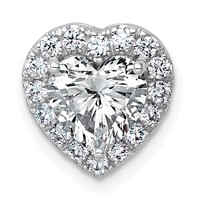 14K White Gold 2.38 Carat Certified Lab Grown Diamond VS+ F+ Heart Complete Halo Chain Slide Pendant view 1