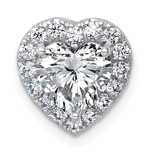 14K White Gold 2.38 Carat Lab Grown Diamond VS+ F+ Heart Complete Halo Chain Slide Pendant