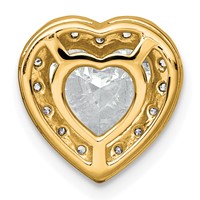 14K Yellow Gold 2.38 Carat Certified Lab Grown Diamond VS+ F+ Heart Complete Halo Chain Slide Pendant view 3