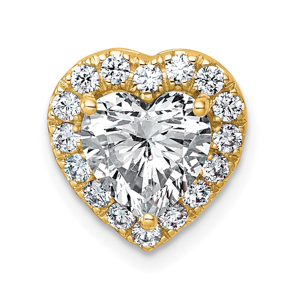 14K Yellow Gold 2.38 Carat Certified Lab Grown Diamond VS+ F+ Heart Complete Halo Chain Slide Pendant