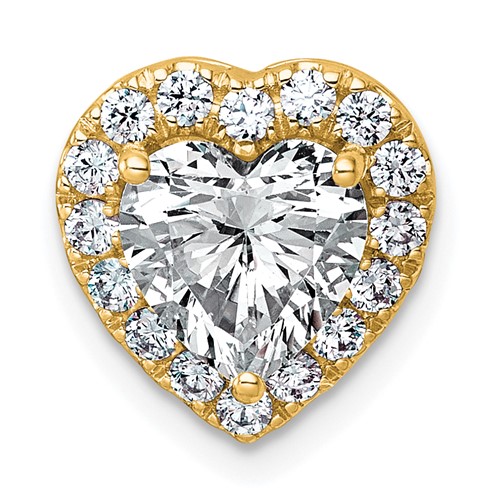 14K Yellow Gold 2.38 Carat Certified Lab Grown Diamond VS+ F+ Heart Complete Halo Chain Slide Pendant