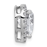 14K White Gold 3 Carat Certified Lab Grown Diamond VS+ F+ Heart Complete Halo Chain Slide Pendant view 2