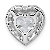 14K White Gold 3 Carat Certified Lab Grown Diamond VS+ F+ Heart Complete Halo Chain Slide Pendant view 3