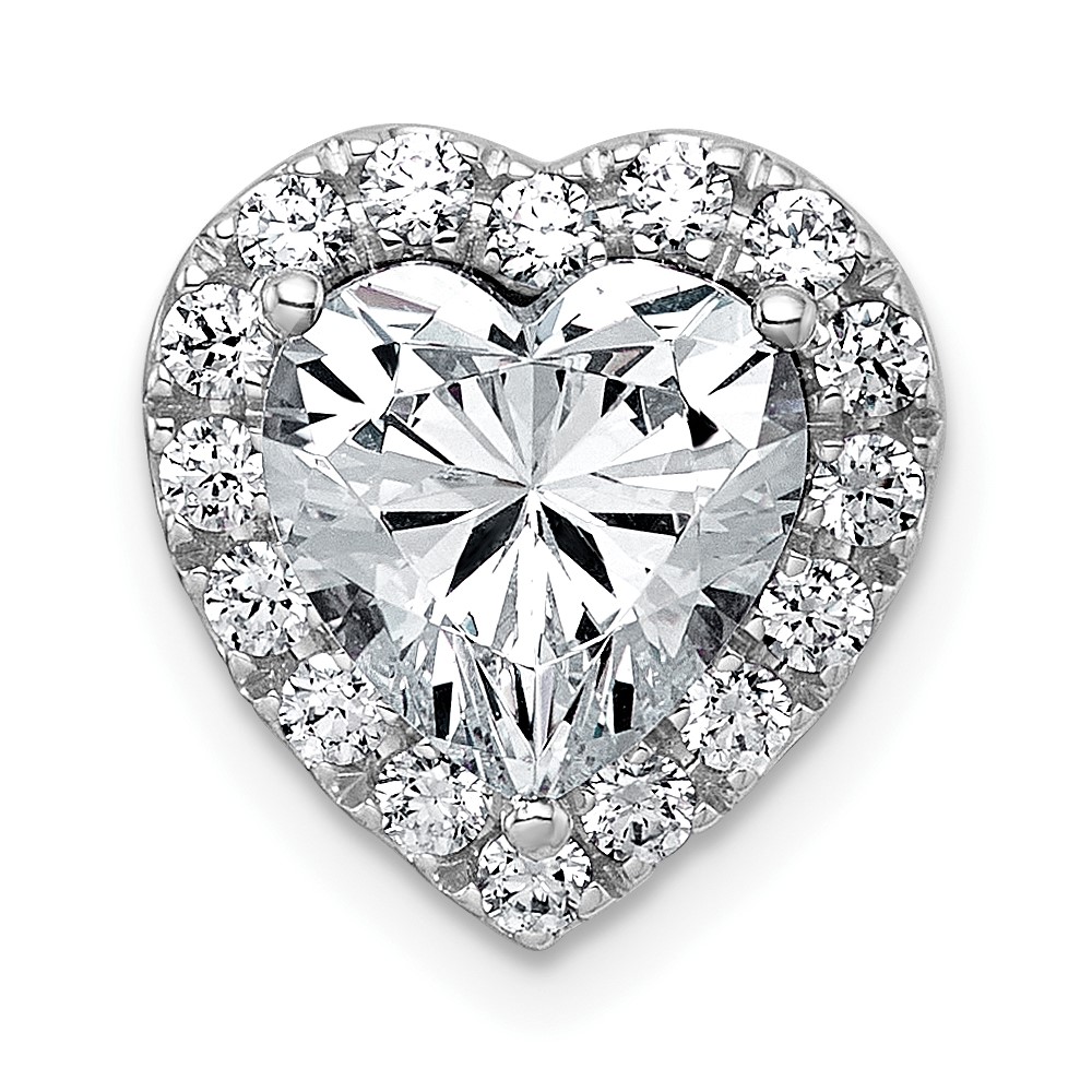 14K White Gold 3 Carat Certified Lab Grown Diamond VS+ F+ Heart Complete Halo Chain Slide Pendant