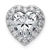 14K White Gold 3 Carat Certified Lab Grown Diamond VS+ F+ Heart Complete Halo Chain Slide Pendant view 1