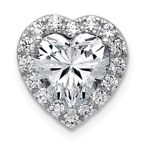 14K White Gold 3 Carat Lab Grown Diamond VS+ F+ Heart Complete Halo Chain Slide Pendant