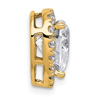 14K Yellow Gold 3 Carat Certified Lab Grown Diamond VS+ F+ Heart Complete Halo Chain Slide Pendant view 2