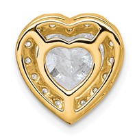 14K Yellow Gold 3 Carat Certified Lab Grown Diamond VS+ F+ Heart Complete Halo Chain Slide Pendant view 3