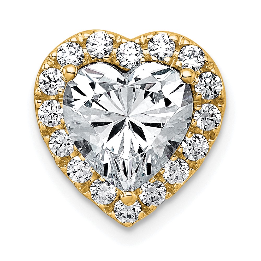 14K Yellow Gold 3 Carat Certified Lab Grown Diamond VS+ F+ Heart Complete Halo Chain Slide Pendant