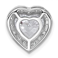 14K White Gold 3.62 Carat Lab Grown Diamond VS+ F+ Heart Complete Halo Chain Slide Pendant view 3