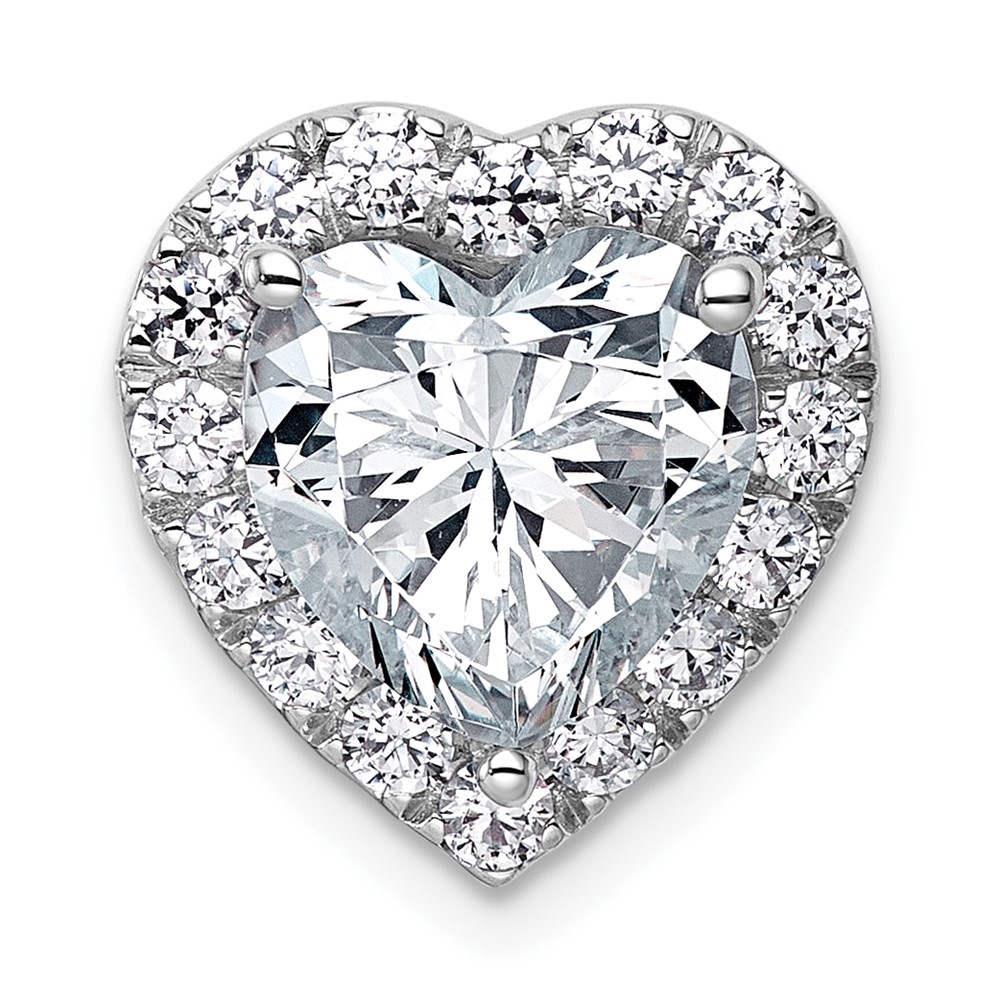 14K White Gold 3.62 Carat Lab Grown Diamond VS+ F+ Heart Complete Halo Chain Slide Pendant