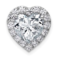 14K White Gold 3.62 Carat Lab Grown Diamond VS+ F+ Heart Complete Halo Chain Slide Pendant view 1