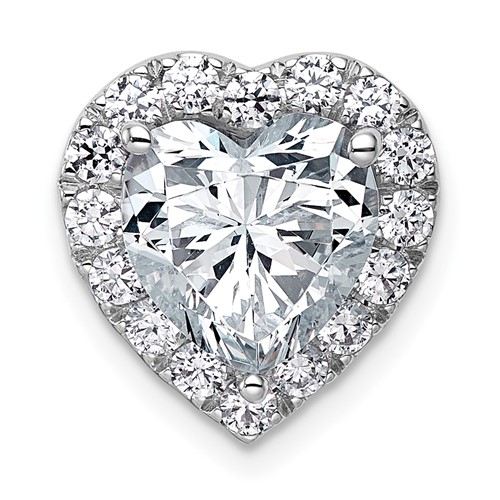 14K White Gold 3.62 Carat Lab Grown Diamond VS+ F+ Heart Complete Halo Chain Slide Pendant