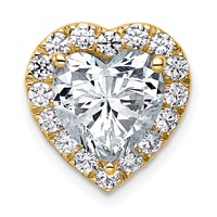 14K Yellow Gold 3.62 Carat Certified Lab Grown Diamond VS+ F+ Heart Complete Halo Chain Slide Pendant view 1