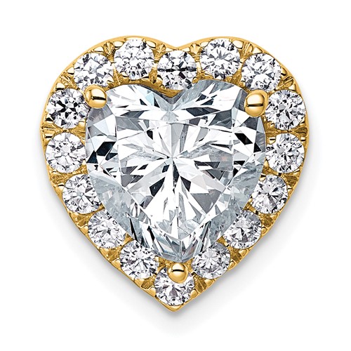 14K Yellow Gold 3.62 Carat Lab Grown Diamond VS+ F+ Heart Complete Halo Chain Slide Pendant