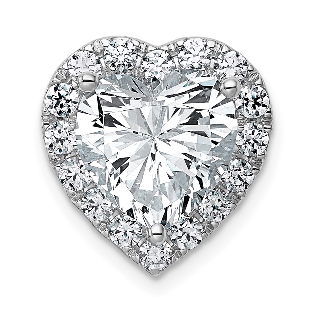 14K White Gold 4.75 Carat Certified Lab Grown Diamond VS+ F+ Heart Complete Halo Chain Slide Pendant