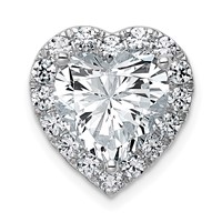 14K White Gold 4.75 Carat Certified Lab Grown Diamond VS+ F+ Heart Complete Halo Chain Slide Pendant view 1