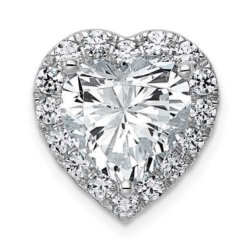 14K White Gold 4.75 Carat Lab Grown Diamond VS+ F+ Heart Complete Halo Chain Slide Pendant