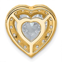 14K Yellow Gold 4.75 Carat Lab Grown Diamond VS+ F+ Heart Complete Halo Chain Slide Pendant view 3