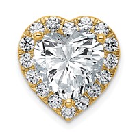 14K Yellow Gold 4.75 Carat Lab Grown Diamond VS+ F+ Heart Complete Halo Chain Slide Pendant view 1