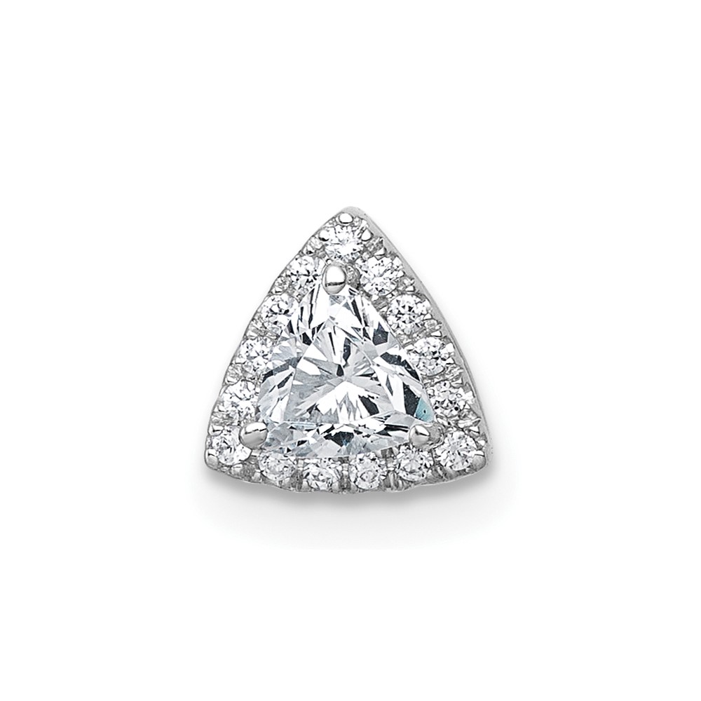 14K White Gold 0.33 Carat Lab Grown Diamond VS+ F+ Trillion Complete Halo Chain Slide Pendant