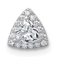 14K White Gold 0.33 Carat Lab Grown Diamond VS+ F+ Trillion Complete Halo Chain Slide Pendant view 1