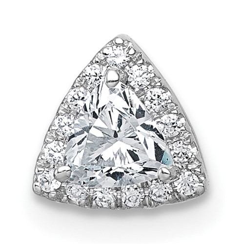 14K White Gold 0.33 Carat Lab Grown Diamond VS+ F+ Trillion Complete Halo Chain Slide Pendant