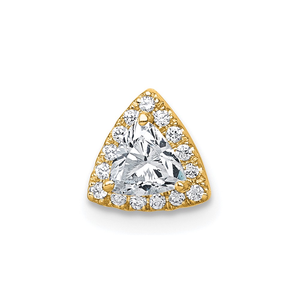 14K Yellow Gold 0.33 Carat Lab Grown Diamond VS+ F+ Trillion Complete Halo Chain Slide Pendant