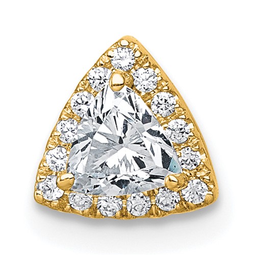 14K Yellow Gold 0.33 Carat Lab Grown Diamond VS+ F+ Trillion Complete Halo Chain Slide Pendant