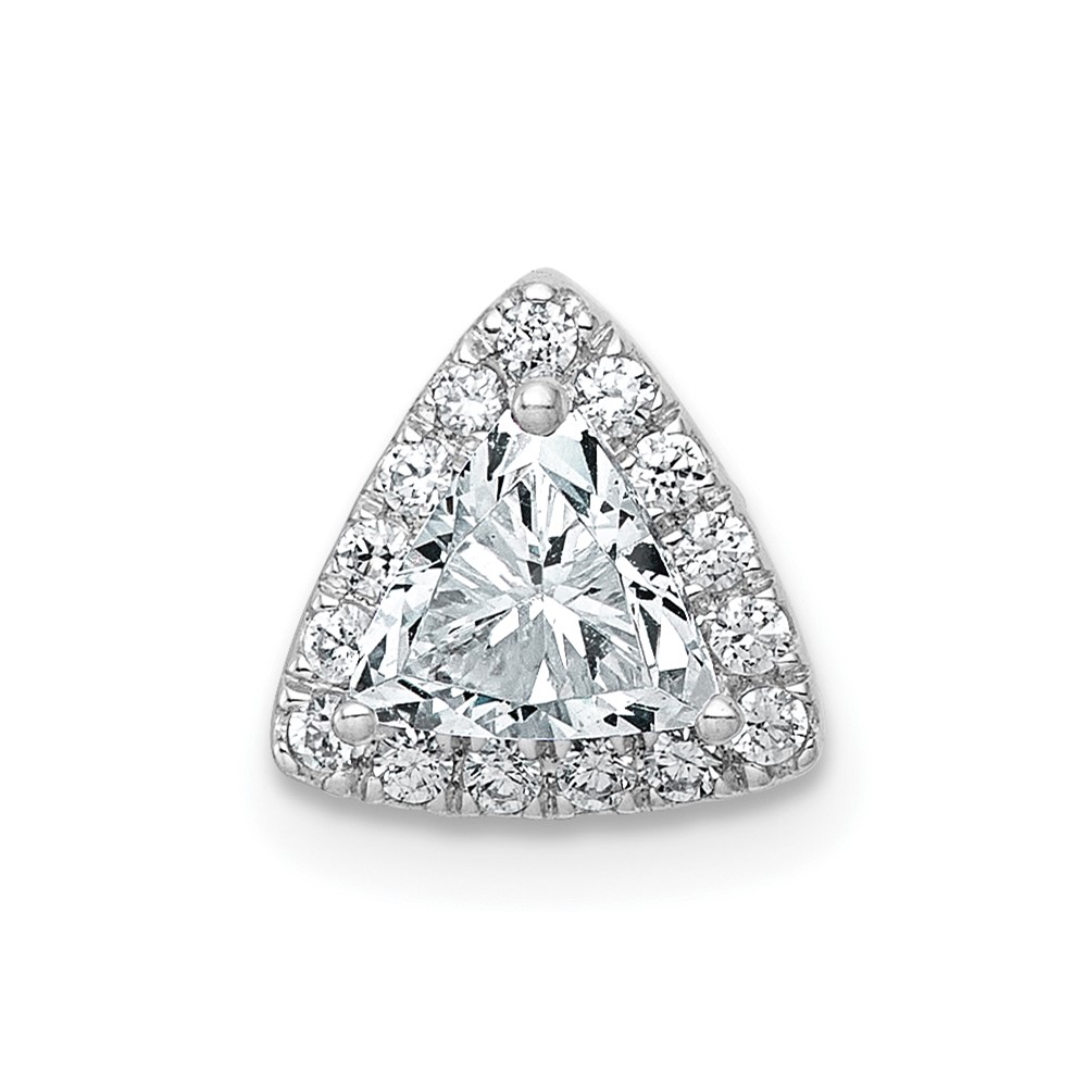 14K White Gold 0.50 Carat Lab Grown Diamond VS+ F+ Trillion Complete Halo Chain Slide Pendant