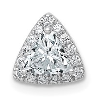 14K White Gold 0.50 Carat Lab Grown Diamond VS+ F+ Trillion Complete Halo Chain Slide Pendant view 1