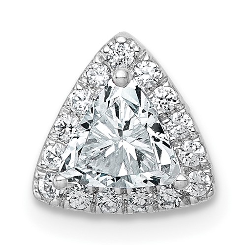 14K White Gold 0.50 Carat Lab Grown Diamond VS+ F+ Trillion Complete Halo Chain Slide Pendant