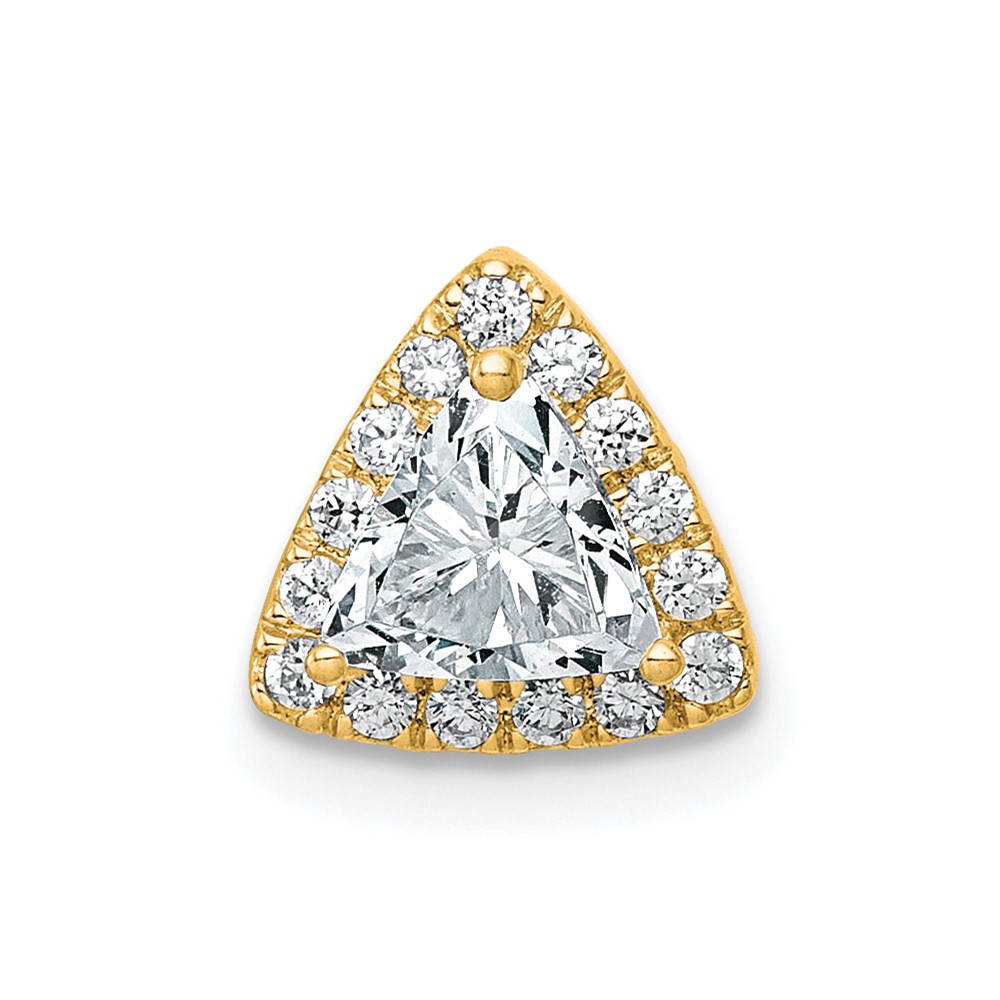 14K Yellow Gold 0.50 Carat Lab Grown Diamond VS+ F+ Trillion Complete Halo Chain Slide Pendant