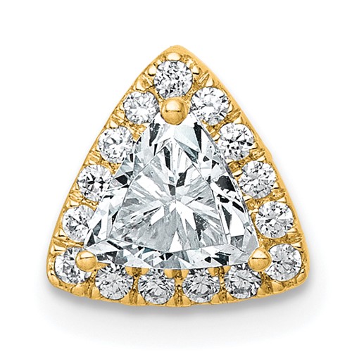 14K Yellow Gold 0.50 Carat Lab Grown Diamond VS+ F+ Trillion Complete Halo Chain Slide Pendant