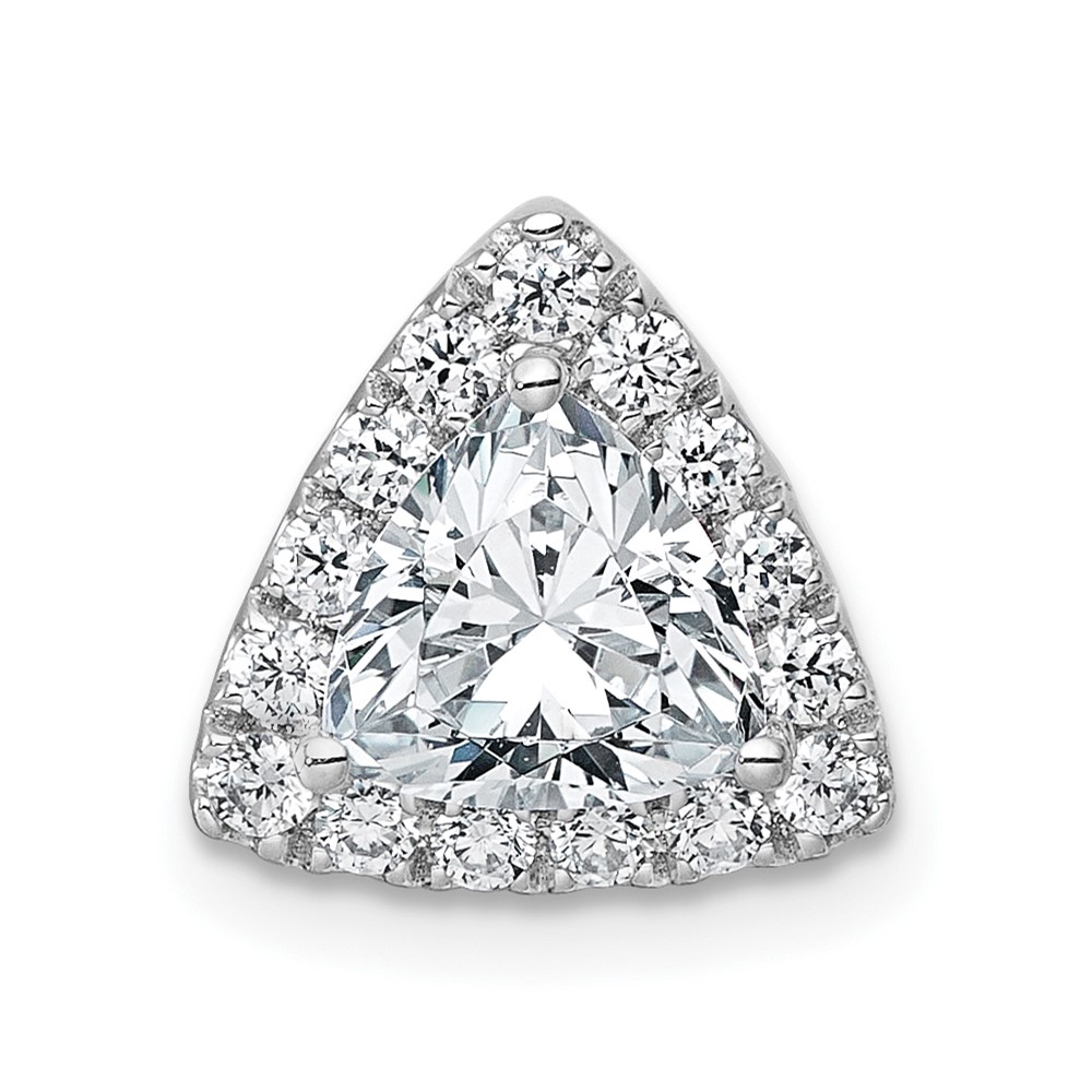 14K White Gold 1.33 Carat Certified Lab Grown Diamond VS+ F+ Trillion Complete Halo Chain Slide Pendant