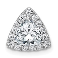 14K White Gold 1.33 Carat Certified Lab Grown Diamond VS+ F+ Trillion Complete Halo Chain Slide Pendant view 1