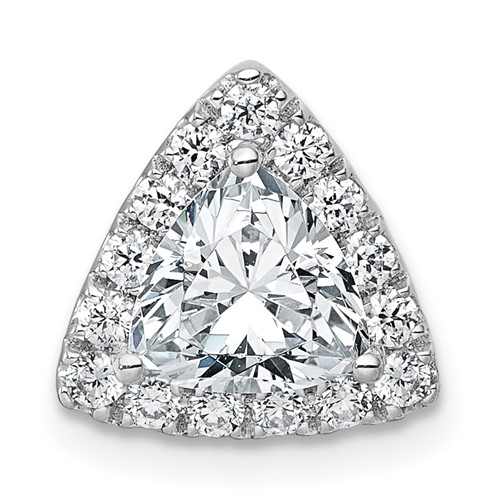 14K White Gold 1.33 Carat Lab Grown Diamond VS+ F+ Trillion Complete Halo Chain Slide Pendant