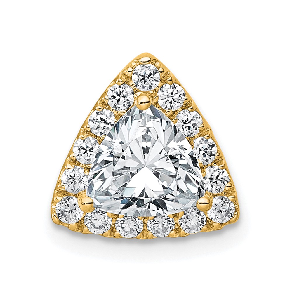 14K Yellow Gold 1.33 Carat Lab Grown Diamond VS+ F+ Trillion Complete Halo Chain Slide Pendant