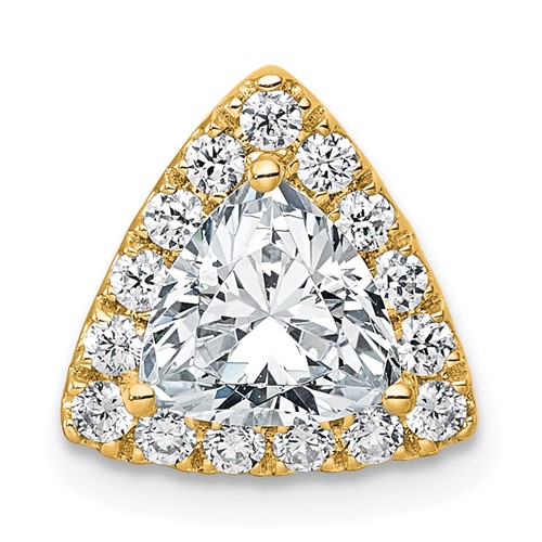 14K Yellow Gold 1.33 Carat Lab Grown Diamond VS+ F+ Trillion Complete Halo Chain Slide Pendant