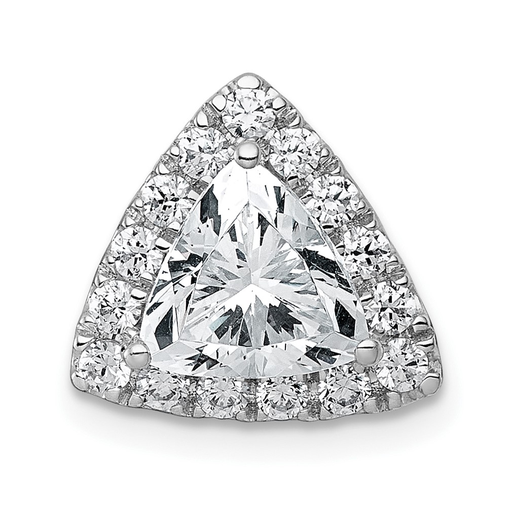 14K White Gold 1.88 Carat Lab Grown Diamond VS+ F+ Trillion Complete Halo Chain Slide Pendant