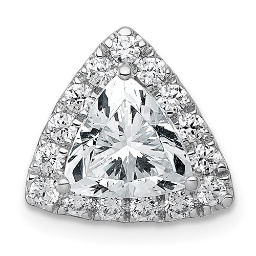 14K White Gold 1.88 Carat Certified Lab Grown Diamond VS+ F+ Trillion Complete Halo Chain Slide Pendant