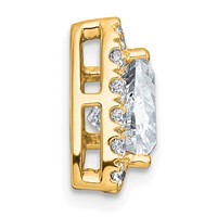 14K Yellow Gold 1.88 Carat Certified Lab Grown Diamond VS+ F+ Trillion Complete Halo Chain Slide Pendant view 2