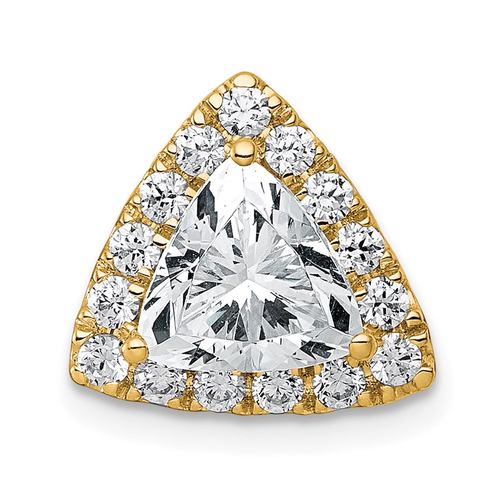 14K Yellow Gold 1.88 Carat Certified Lab Grown Diamond VS+ F+ Trillion Complete Halo Chain Slide Pendant