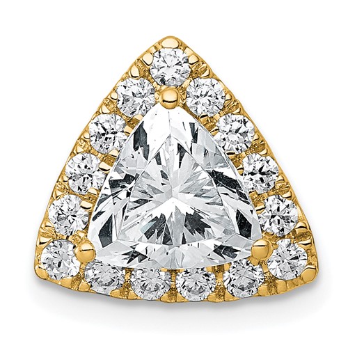 14K Yellow Gold 1.88 Carat Certified Lab Grown Diamond VS+ F+ Trillion Complete Halo Chain Slide Pendant