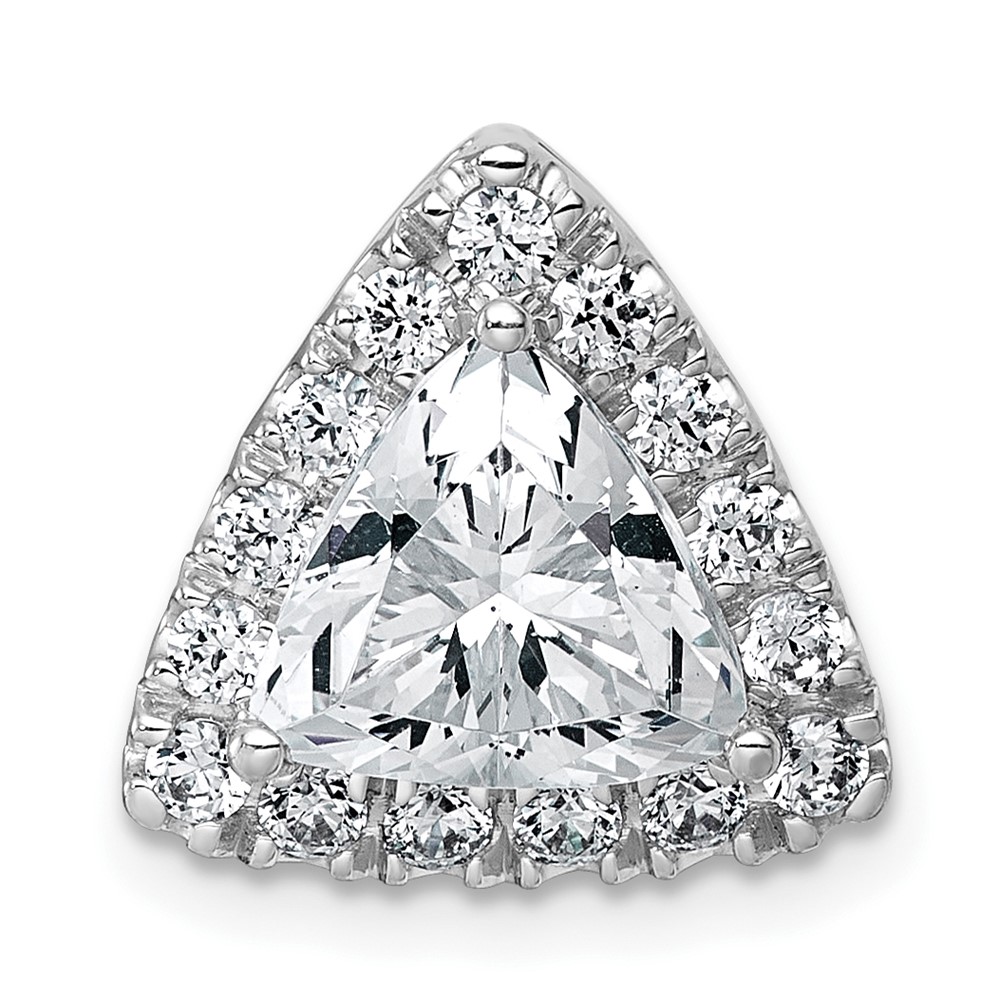 14K White Gold 2.62 Carat Lab Grown Diamond VS+ F+ Trillion Complete Halo Chain Slide Pendant